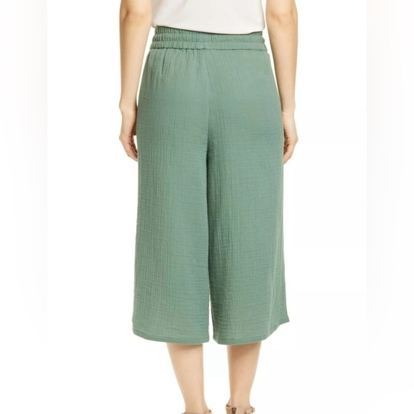 Eileen Fisher Organic Cotton Lofty Gauze Culottes Nori Green size PM - Picture 2 of 12